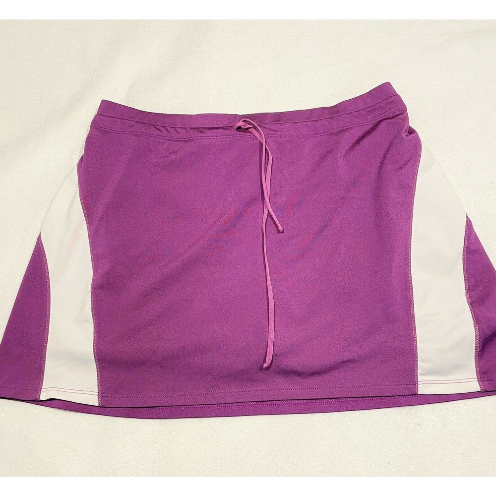 Athleta Size M Womens Drawstring Waist Skirt Skort‎ Zipper Pocket Purple White
